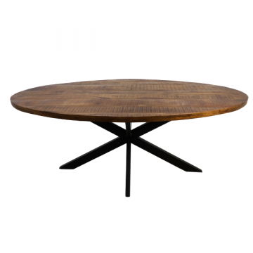 Table à manger Geraldton ovale 200x100cm bois de mangue-naturel/noir