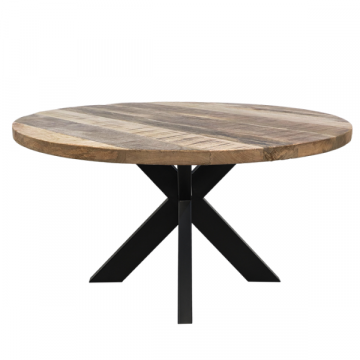 Table de salon Regina 80cm bois de manguier et métal - naturel/noir