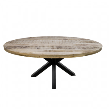 Table de salle à manger Regina 180x100cm ovale  - bois de manguier/noir