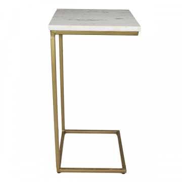 Table d'appoint Chandler 32cm marbre - blanc/or