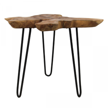 Table d'appoint Root 50cm bois de racine teck - naturel/noir