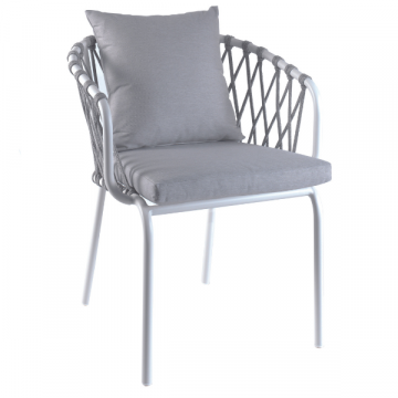 Chaise de jardin Edna aluminium et olefin - blanc/gris