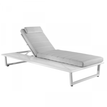 Chaise longue Granada aluminium et oléfine - blanc/gris
