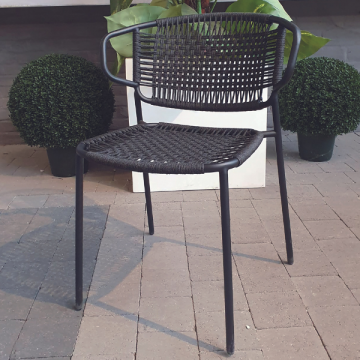 Chaise de jardin Filippo | 58 x 56 x 77 cm | Acier inoxydable | Noir