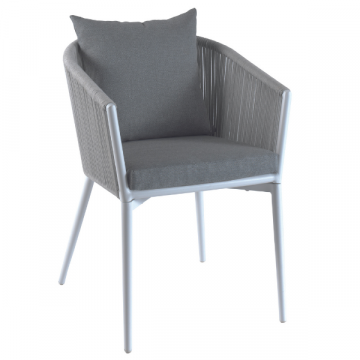 Chaise de jardin Juno aluminium et oléfine - blanc/gris
