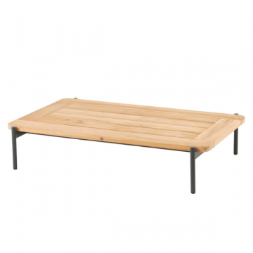 Table basse de jardin Yoan 120x75cm bois teck - naturel/anthracite