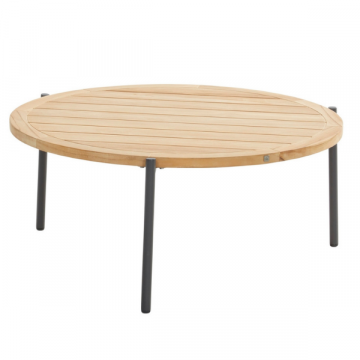 Table basse de jardin Yoan 90cm bois teck - naturel/blanc