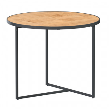 Table d'appoint de jardin Strata 55cm bois teck et acier - naturel/anthracite