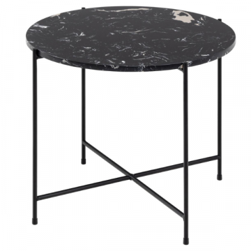 Table d'appoint Avila Ø52 cm - marbre artificiel/noir