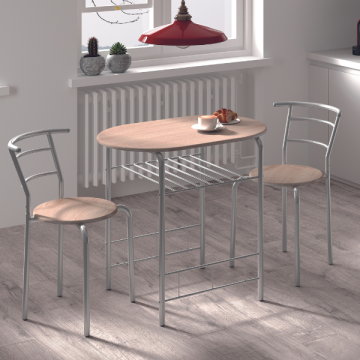 Table avec 2 chaises Ada-chêne sonoma/métal gris