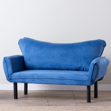 Canapé-lit 2 places | Confort et style | Structure en métal | Tissu facile à nettoyer | Bleu