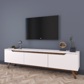 Meuble TV Floor-blanc/bois de noyer