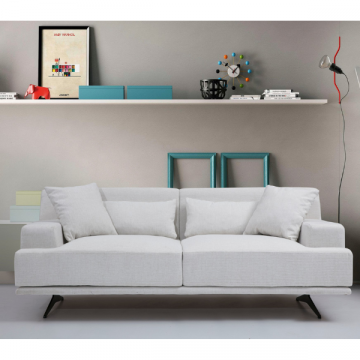 Canapé 2 places confortable et élégant | Structure en bois de hêtre | Tissu 100% polyester | Couleur beige
