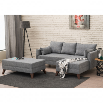 Canapé-lit d'angle confortable et élégant | 205cm de largeur | Cadre en bois/MDF | Tissu 100% polyester