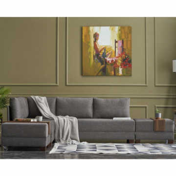 Canapé-lit d'angle confortable | Design élégant | Cadre en bois | Taille du lit 140x190 | Couleur marron