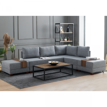 Canapé-lit d'angle confortable et élégant, gris, 210x70x280cm