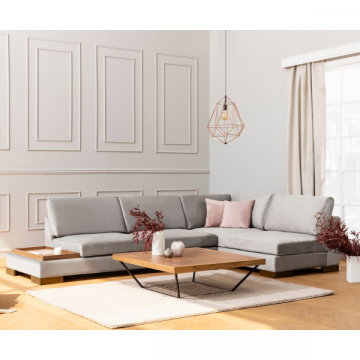 Comfort and Style | Canapé d'angle 313x193 cm | Structure en bois de hêtre | Gris clair