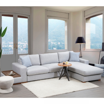 Canapé d'angle confortable et élégant | Structure en bois de hêtre | Couleur gris clair