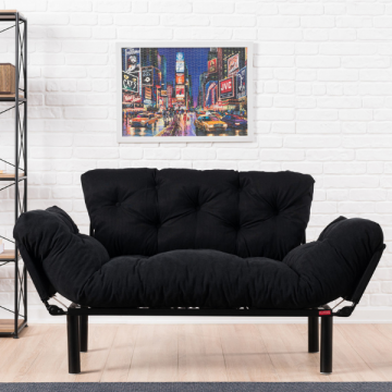 Canapé-lit 2 places | Confortable et élégant | Noir