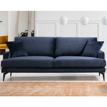 Canapé 3 places pour un confort optimal | Bleu marine | 205x90x88cm