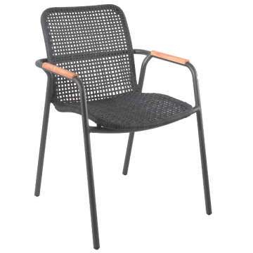 Chaise de jardin empilable Dina - noir/teck