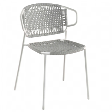Chaise de jardin Filippo acier inoxydable - gris/blanc