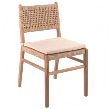 Chaise de jardin Minoli avec et coussin - teck/écru