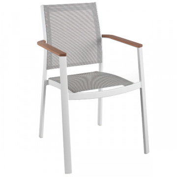 Chaise de jardin empilable Billie - blanc/teck