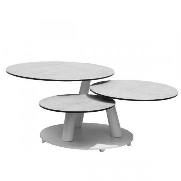 Table basse d'extérieur 3 pièces Silvio - blanc/gris