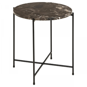 Table d'appoint Avila Ø42 cm - marbre brun/noir
