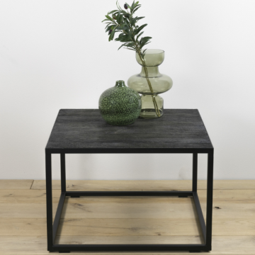 Table d'appoint Delfi 60 x 60 cm-Chêne brossé/acier