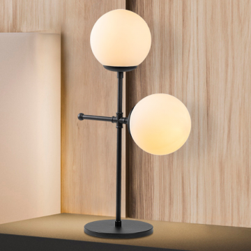 Opviq Lampe de table | Corps en métal, chapeau en verre | 15x30 cm | Hauteur : 55 cm | Noir