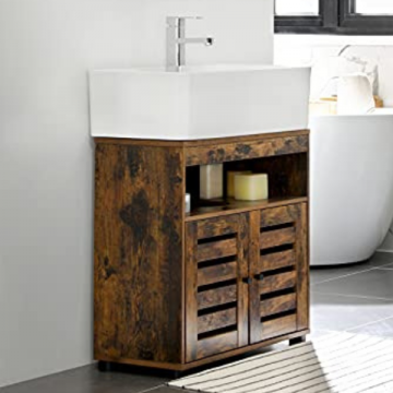 Meuble sous évier rustique brun, meuble sous-vasque de salle de bain, 60x30x63cm