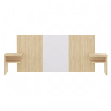 Tête de lit Helena avec 2 tables de chevet encastrées pour lit de 180 cm de largueur-chêne clair/blanc