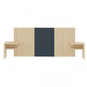 Tête de lit Helena avec 2 tables de chevet encastrées pour lit de 160 cm de largueur-chêne clair/anthracite