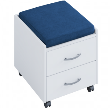 Caisson à tiroirs Kjenta avec plumier et coussin de siège bleu foncé-2 tiroirs