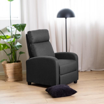 Fauteuil de relaxation Siom, tissu Malmo Anthracite, fonction Push, 67x87cm