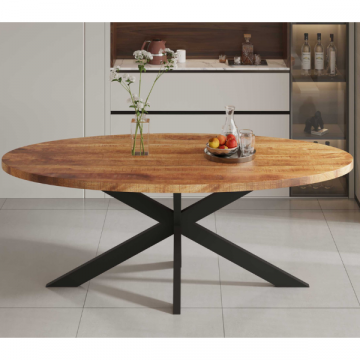 Mango Table ovale en bois Alexa - structure métallique - 200 cm