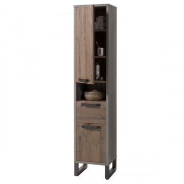 Meuble colonne Faber avec 2 portes et 1 tiroir - décor chêne/aspect béton