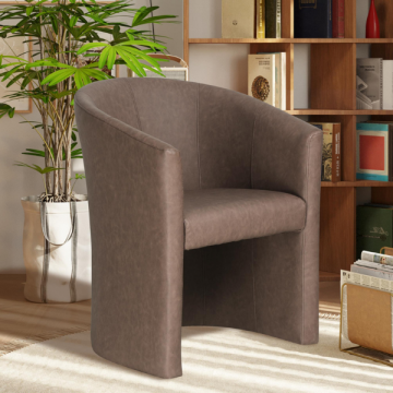 Charlie' PU brun clair chaise coquille | H-H 81 x B-L 64 x D-P 62 cm