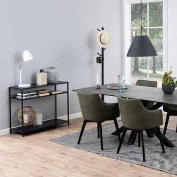Table console rectangulaire Seaford, mélamine noire cendrée, 100x35x79 cm