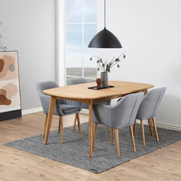 Table de salle à manger rectangulaire Marte - Placage chêne - 180x102cm