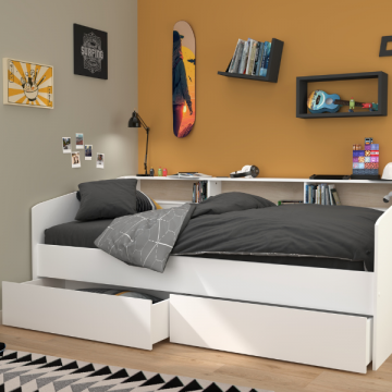 Lit d'enfant Sleep 90x200cm avec tiroirs de lit - blanc