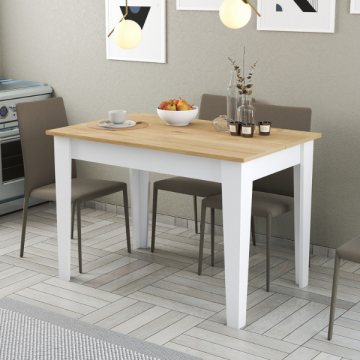 Table de cuisine Woody Fashion - 110x72x75 cm - Chêne/blanc 