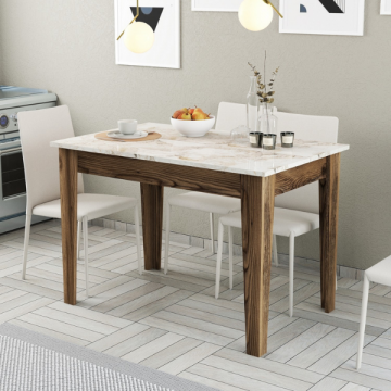 Table de cuisine Woody Fashion - 110x72x75 cm - Blanc/noyer