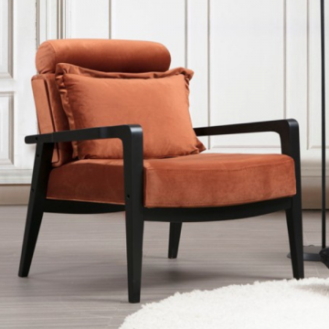 Hilena Wing Chair | Structure en bois de hêtre | Tissu 100% polyester | Cannelle