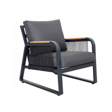 Chaise longue Robinson - 89x71x81 cm - Aluminium/noir 