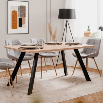 Table de salle à manger Artemis 160x90x75cm - décor chêne/métal noir