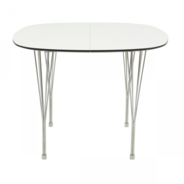 Table de salle à manger ovale Niles - 160x100x2 cm - Blanc/laminé 
