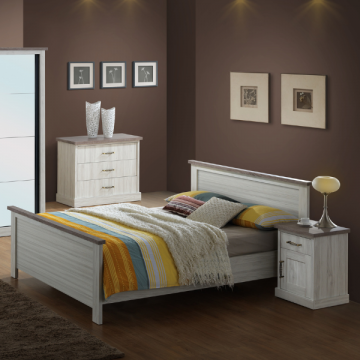 Chambre à coucher Emily: lit 160x200cm, chevet, chiffonnier - chêne gris